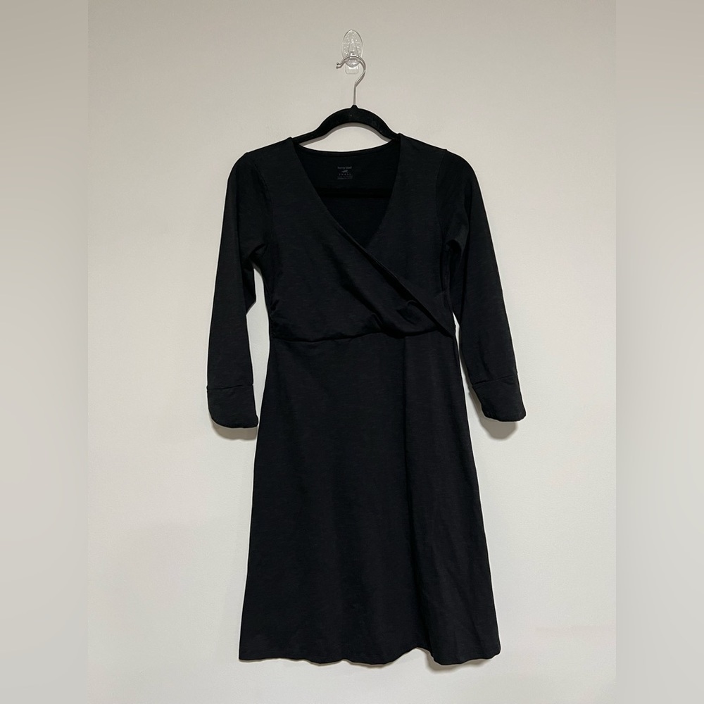 Horny Toad Women’s Black Empire 3/4 Sleeve MIDI Dress Size Small Organic